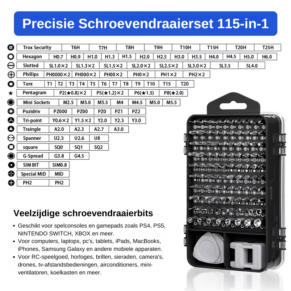 Set di Cacciaviti di Precisione 115-in-1