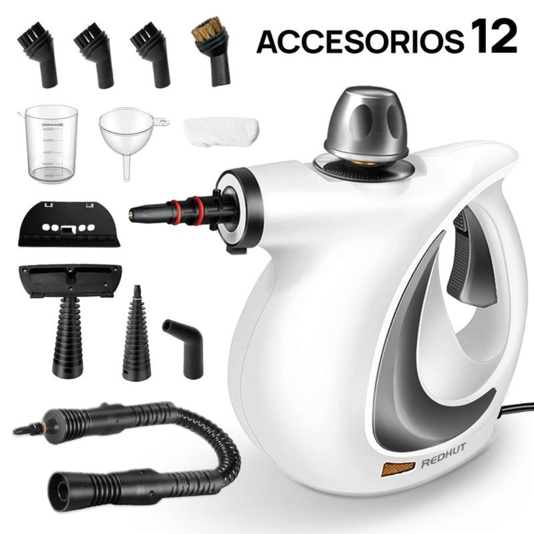 RedHut™ – Pulitore a vapore portatile con 12 accessori per cucina, bagno e casa