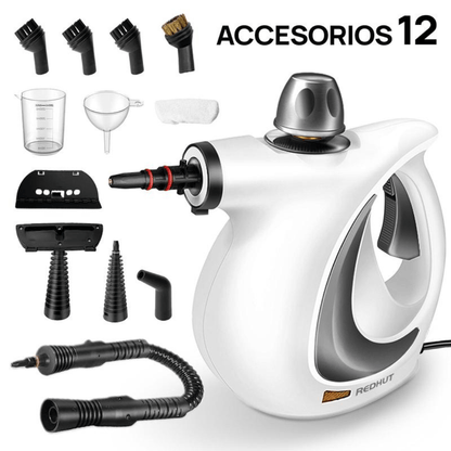 RedHut™ – Pulitore a vapore portatile con 12 accessori per cucina, bagno e casa