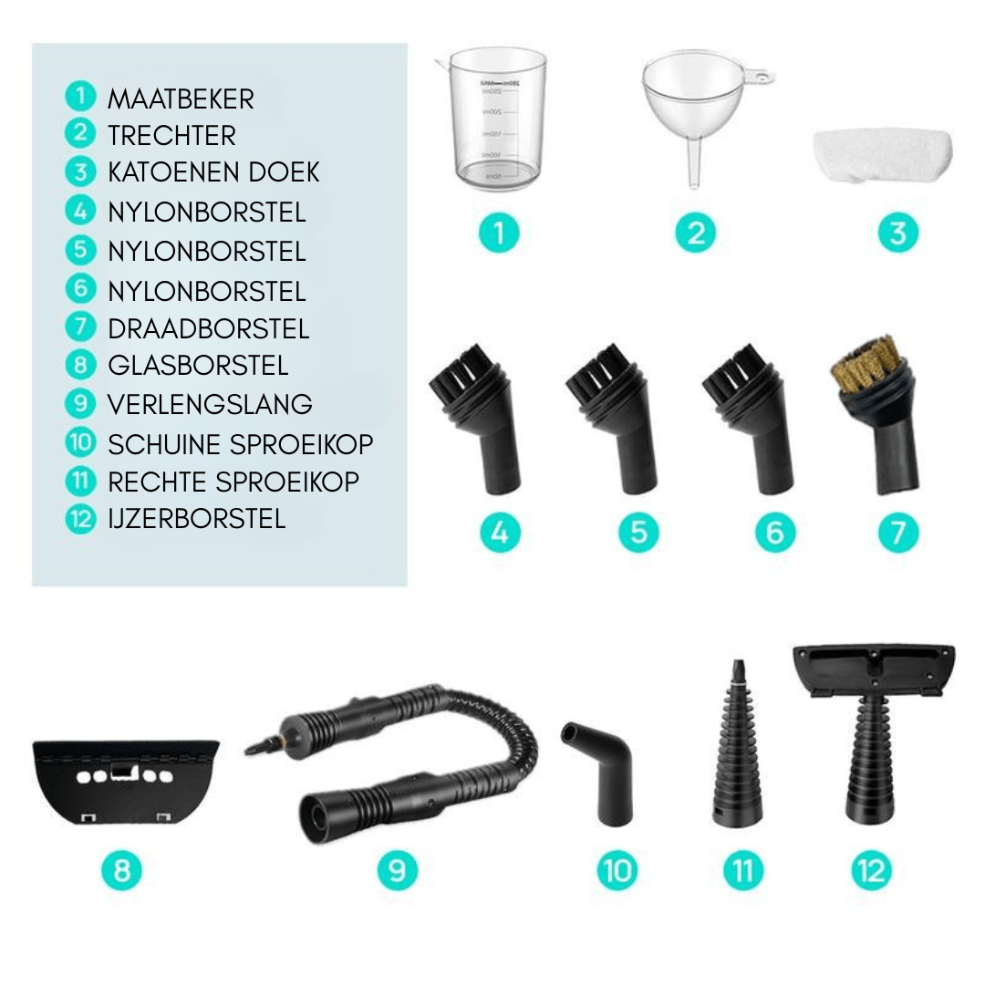 RedHut™ – Pulitore a vapore portatile con 12 accessori per cucina, bagno e casa