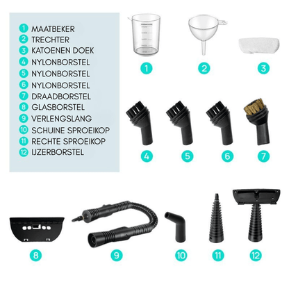 RedHut™ – Pulitore a vapore portatile con 12 accessori per cucina, bagno e casa