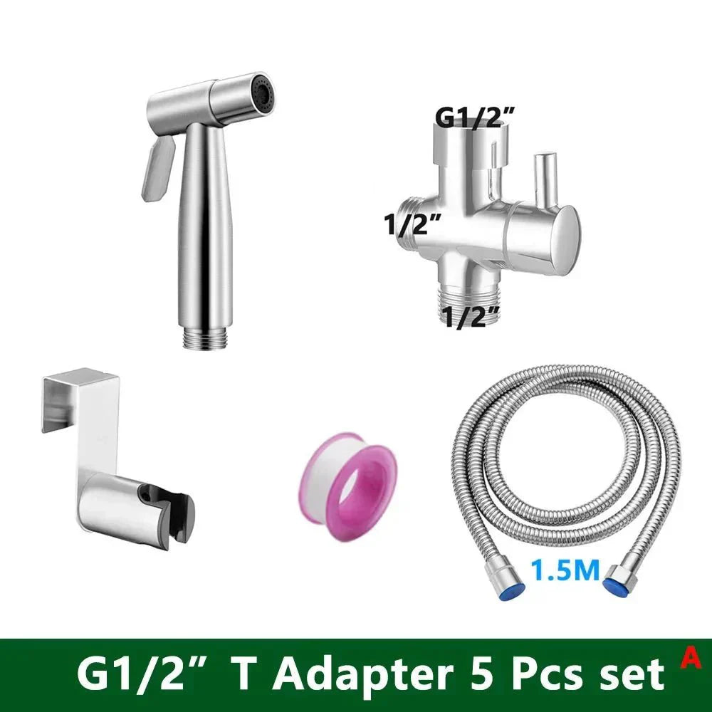 CleanJet™ – Handbidet Sproeikop - Set met Slang & T - Stuk - Telune