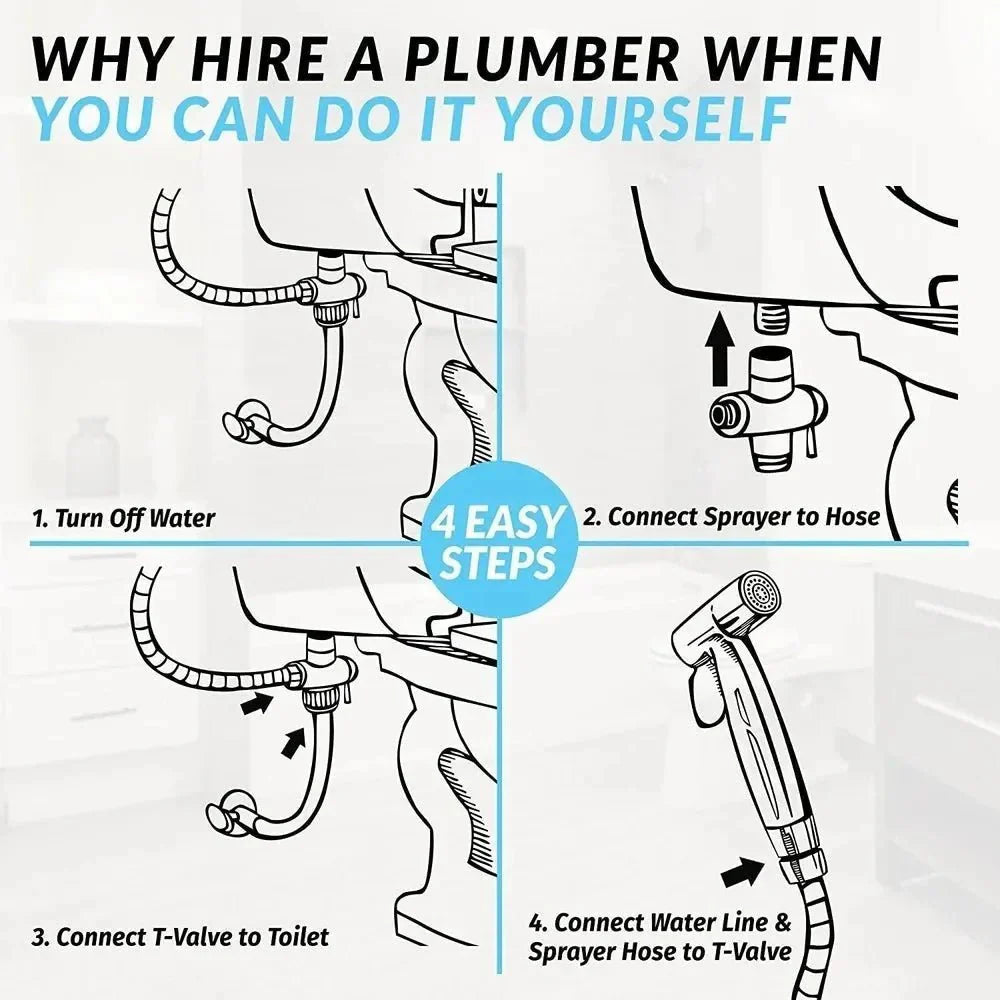 CleanJet™ – Set Doccetta Bidet Manuale con Tubo & Valvola a T